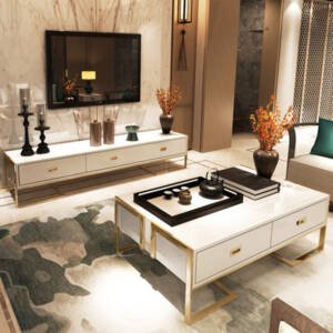 | طقم طاولات تلفزيون وقهوة فاخرة