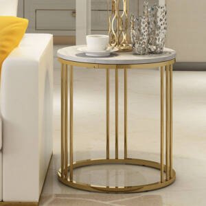 | طاولة جانبية شيك من الاستيل و الرخام