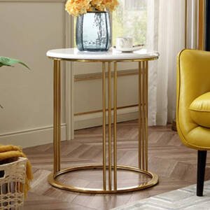 | طاولة جانبية شيك من الاستيل و الرخام