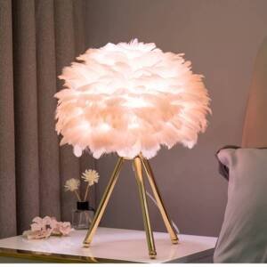 اضاءة اباجورة جانبية شيك من الريش الطبيعى 1 اضاءة اباجورة جانبية شيك من الريش الطبيعى