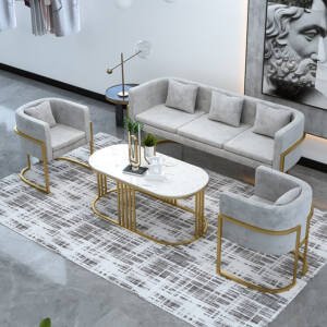 | طاولة قهوة تصميم حديث من الاستيل والرخام