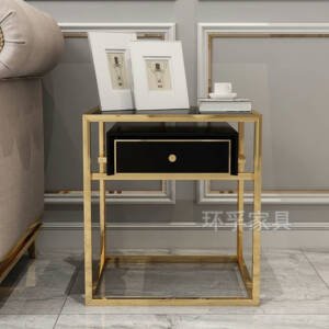 | طاولة خدمة بدرج من الاستيل المذهب