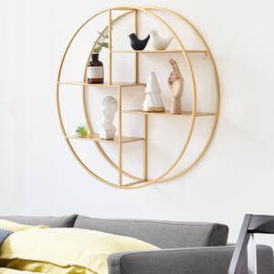 | رف جداري دائري من الاستيل مذهب