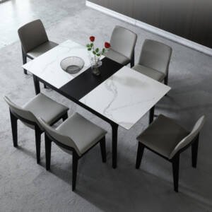 | طاولة طعام رخام شيك مع كراسي