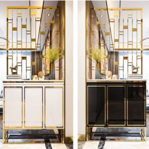 خزانة احذية مع فاصل استيل مذهب 2 | خزانة احذية مع فاصل استيل مذهب