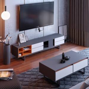 | طقم طاولات قهوة وتلفاز مودرن شيك