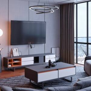 | طقم طاولات قهوة وتلفاز مودرن شيك