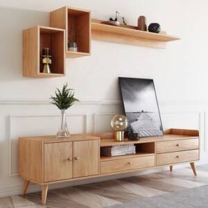 | طاولة تلفاز من الخشب الصلب بتصميم حديث