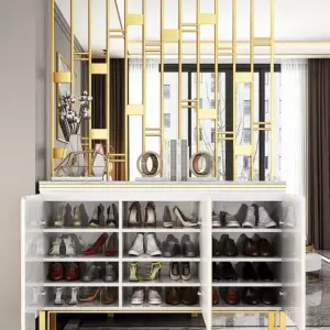 خزانة احذية مع فاصل استيل مذهب 4 | خزانة احذية مع فاصل استيل مذهب