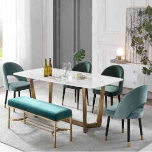 طاولة طعام رخام بلمسة الاستيل الفاخر