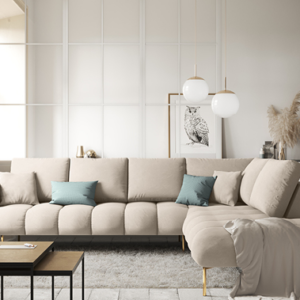 | كنبة زاوية شيك وارجل استيل مذهب