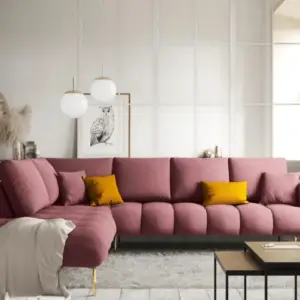 | كنبة زاوية شيك وارجل استيل مذهب