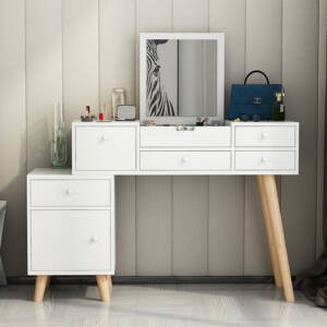 | تسريحة مع مرآة قابلة للطي مع كرسي