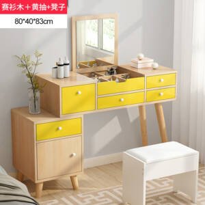 | تسريحة مع مرآة قابلة للطي مع كرسي