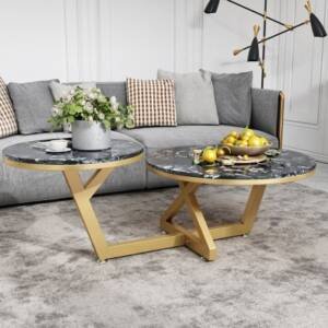 | طاولة قهوة رخامية بتصميم مزدوج