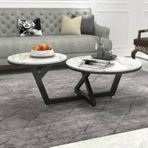 | طاولة قهوة رخامية بتصميم مزدوج