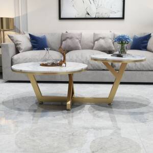 | طاولة قهوة رخامية بتصميم مزدوج