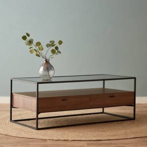 | طاولة قهوة مودرن بسطح زجاج