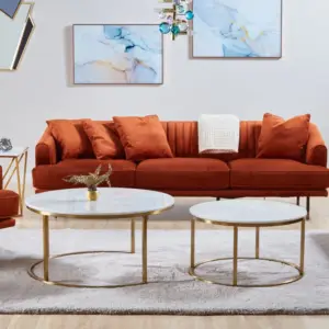 | طقم طاولة قهوة بسطح رخام من قطعتين