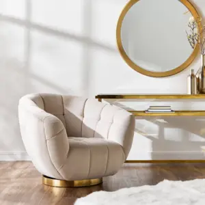 كرسي مخملي بمسند ذراعين بتصميم فخم