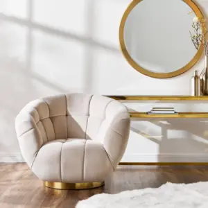 | كرسي مخملي بمسند ذراعين بتصميم فخم