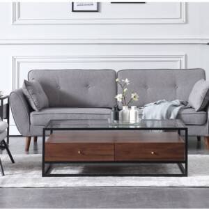 طاولة قهوة مودرن بسطح زجاج