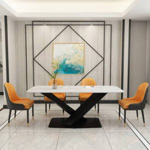 | طاولة طعام من الرخام بقاعدة فاخرة