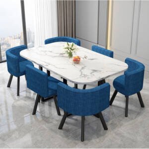 طاولة طعام مستطيلة مع ستة كراسى