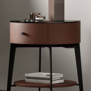 | طاولة جانبية معدنىة مستديرة بتصميم حديث