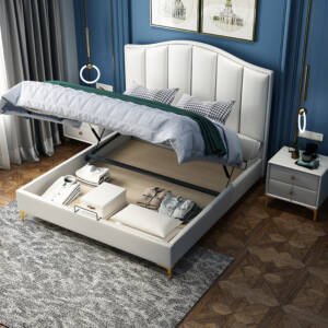 | سرير مزدوج من جلد فاخر