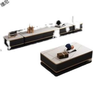 | طقم طاولة تلفاز مع قهوة بتصميم ايطالي كلاسيكي