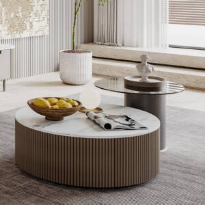 | طقم طاولتين قهوة مع طاولة تلفاز بتصميم مميز