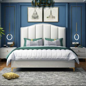 | سرير مزدوج من جلد فاخر