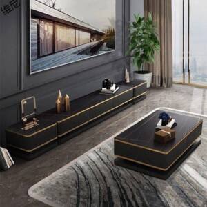 | طقم طاولة تلفاز مع قهوة بتصميم ايطالي كلاسيكي