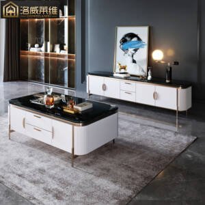 طقم طاولة تلفزيون مع طاولة قهوة بتصميم فخم 5 | طقم طاولة تلفزيون مع طاولة قهوة بتصميم فخم