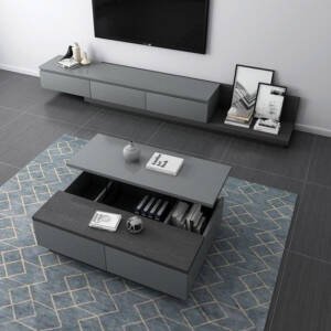 | طاولة تلفاز مع طاولة قهوة بتصميم حديث