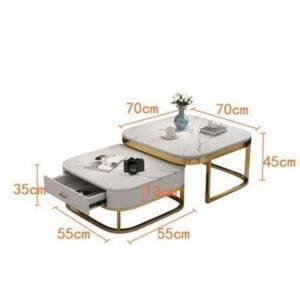 | طاولة قهوة رخام مزدوجة بشكل حديث