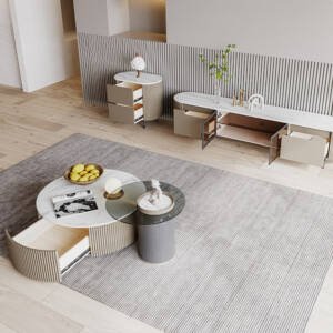 | طقم طاولتين قهوة مع طاولة تلفاز بتصميم مميز