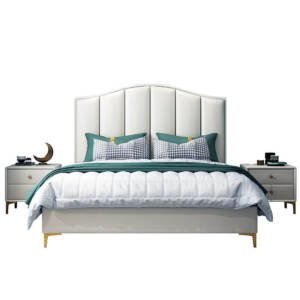 | سرير مزدوج من جلد فاخر