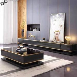 | طقم طاولة تلفاز مع قهوة بتصميم ايطالي كلاسيكي