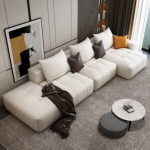 كنبة زاوية جلدية بتصميم إيطالي فاخر