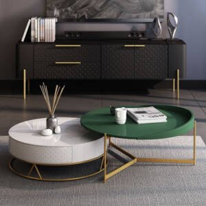 طاولة قهوة مزدوجة بتصميم فاخر 1 طاولة قهوة مزدوجة بتصميم فاخر