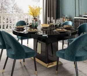 | طاولة فاخره مع كراسي وبتقنية تسخين الطعام