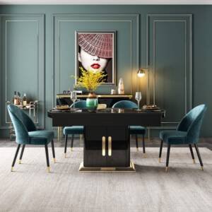 | طاولة فاخره مع كراسي وبتقنية تسخين الطعام