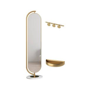 | علاقة ملابس بمرآة مع قاعدة رخام