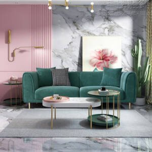 كنبة مخملية بتصميم مريح وجذاب