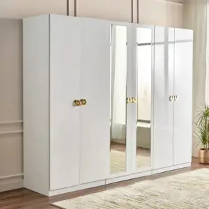 خزانة ملابس ستة أبواب بتصميم حديث 9 | خزانة ملابس ستة أبواب بتصميم حديث