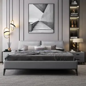 | سرير نوم جلد بتصميم فاخر