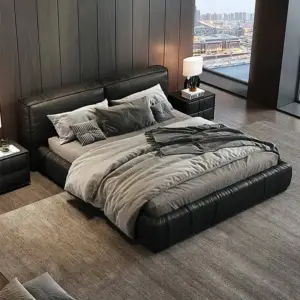 | سرير نوم جلد فاخر على الطراز الايطالى