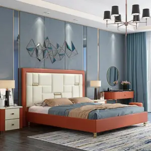 | سرير جلد بتصميم بسيط